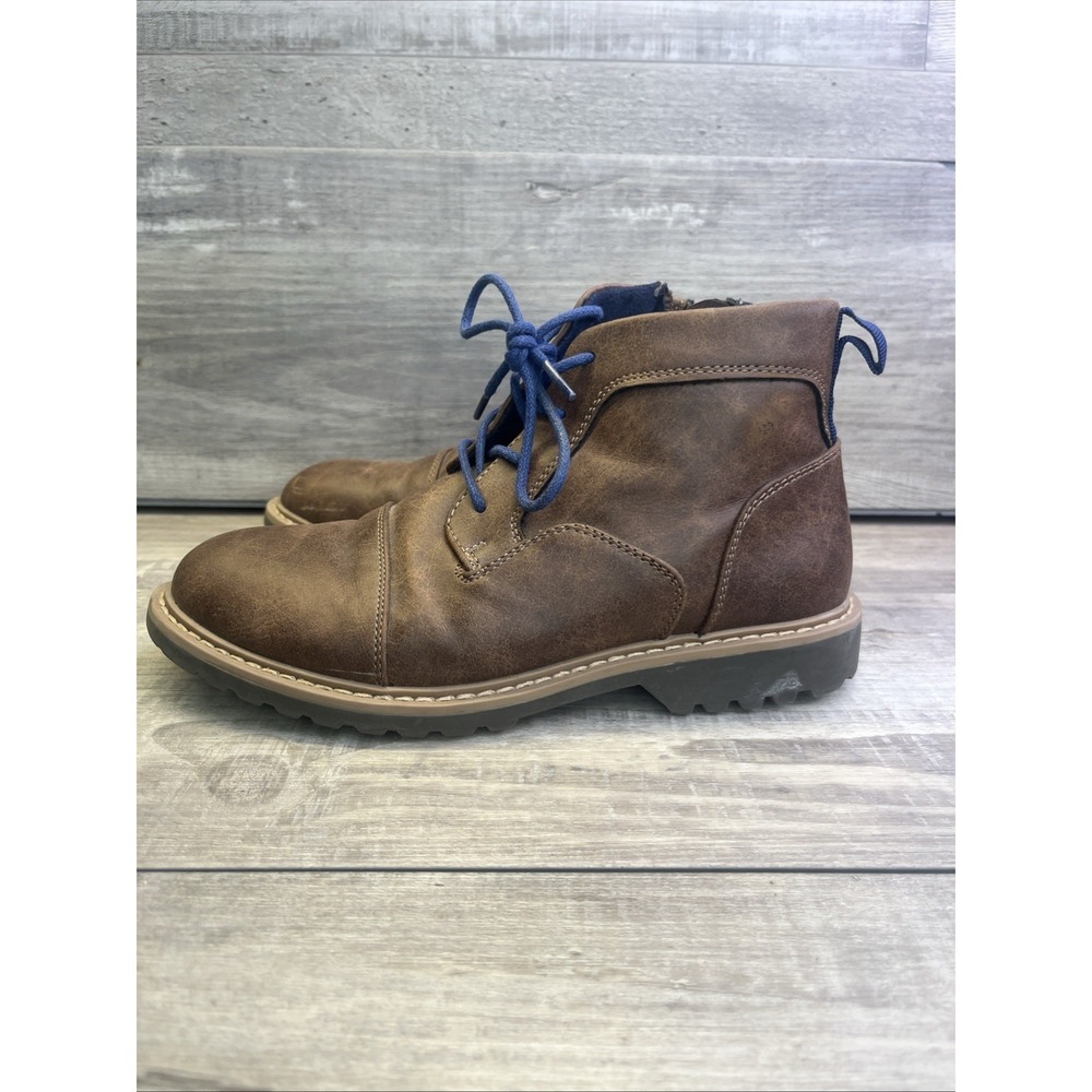 Kenneth Cole Pace Deal Brown Blue Laces Chukka Boots Shoes Youth Sz 3